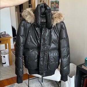 Mackage Elegant Black Embroidered Puffer Jacket